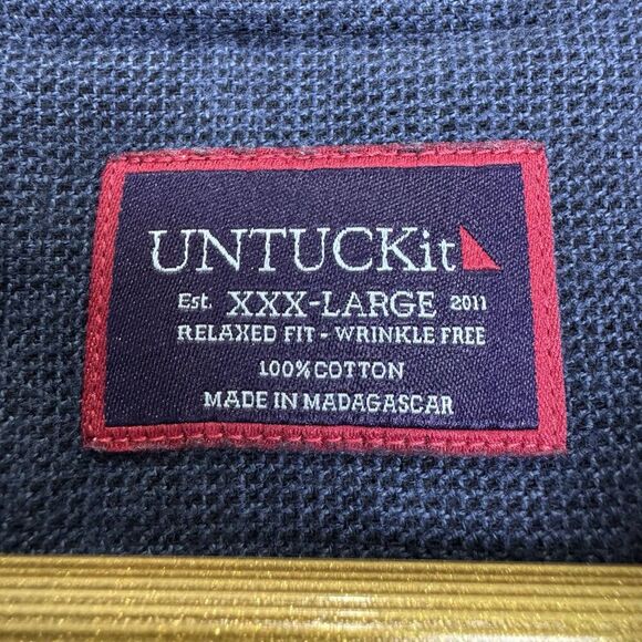 Untuckit Mens Veneto Button Down Shirt Size 3XL Blue Wrinkle Free Preppy Work - Picture 4 of 8